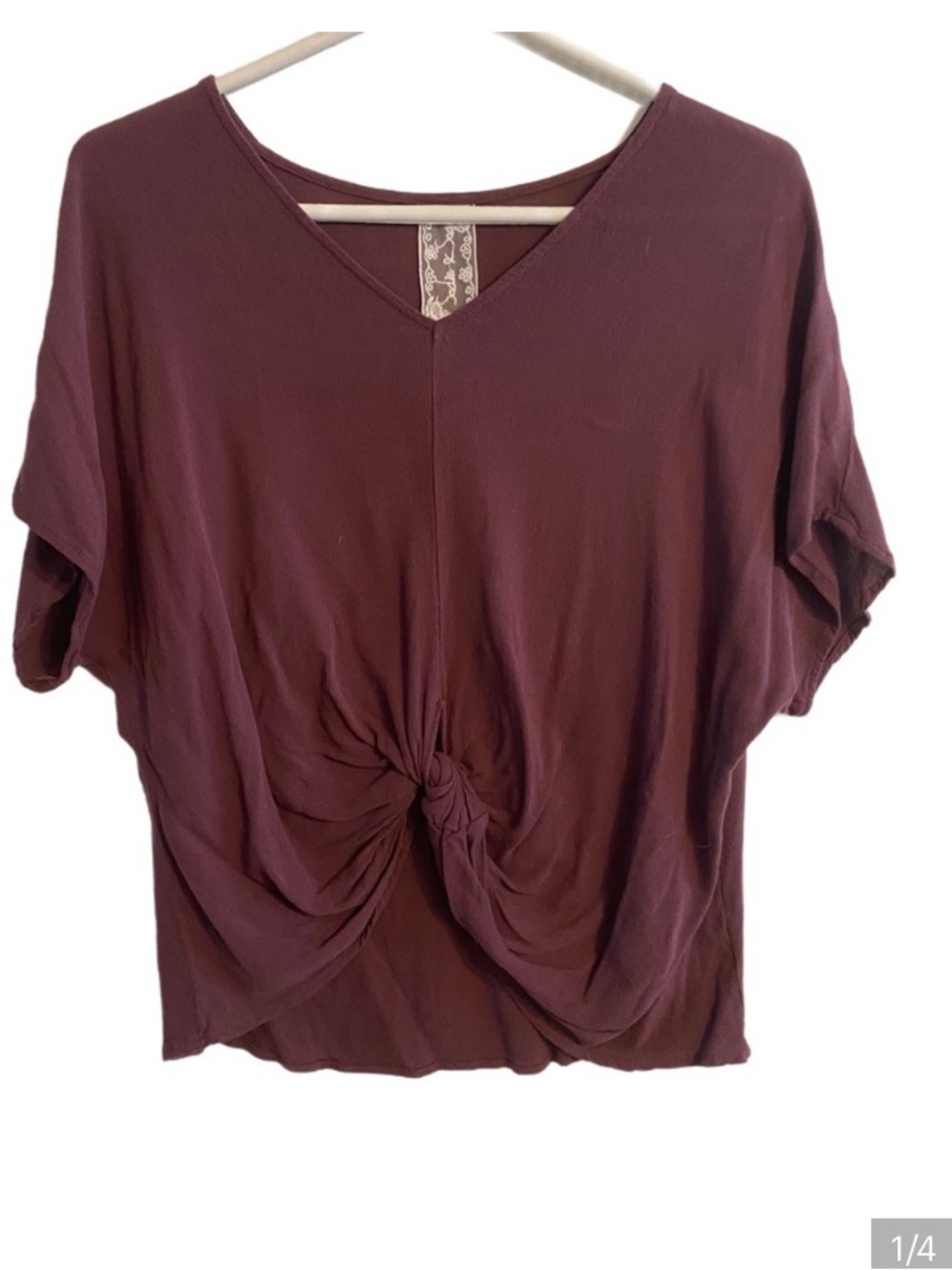 Sadie & Sage Wine Colored Knot Front Top Size S